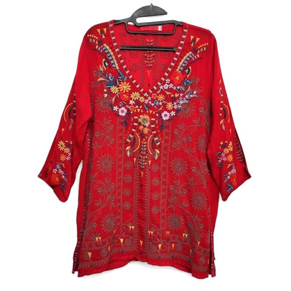 JOHNNY WAS Zillia Embroidered Top Boho Floral Tunic - Picture 17 of 17